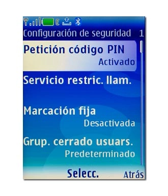 Vaya a Petición código PIN y pulse la tecla de navegación.
