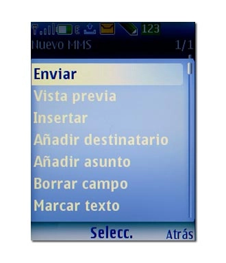 Vaya a Enviar y pulse la tecla de navegación.
