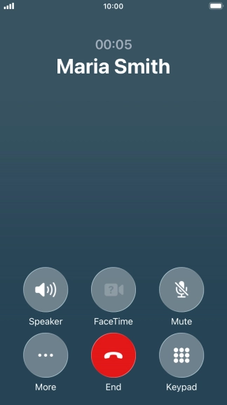 Press the end call icon to end the call and return to the home screen.