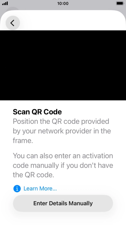 Place the QR code you've received inside the phone camera frame to scan the code. If you’ve deleted your eSIM, you can re-add it using your existing QR code. If you’re having problems, see our FAQ.