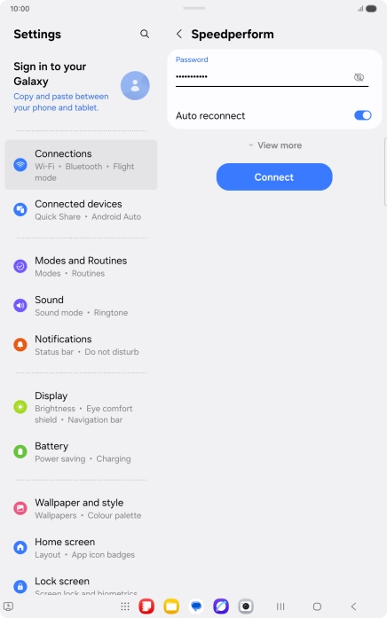 Key in the password for the Wi-Fi network and press Connect.