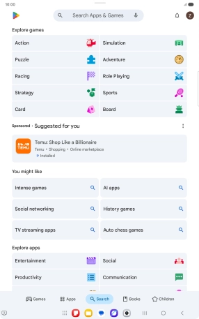 Press the search field.