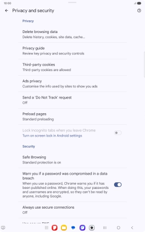 Press Delete browsing data.