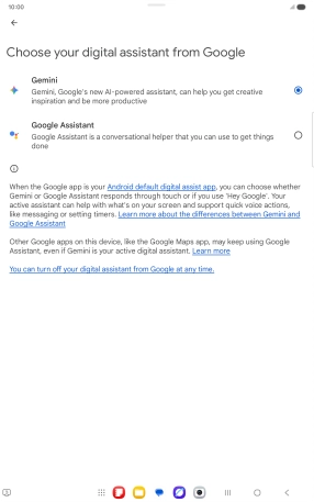 Press the required voice control assistant.