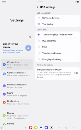 Press Transferring files / Android Auto.