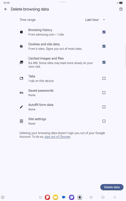 Press the fields next to the required data types.
