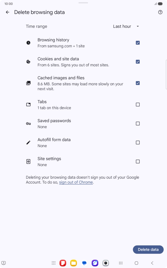 Press the fields next to the required data types.