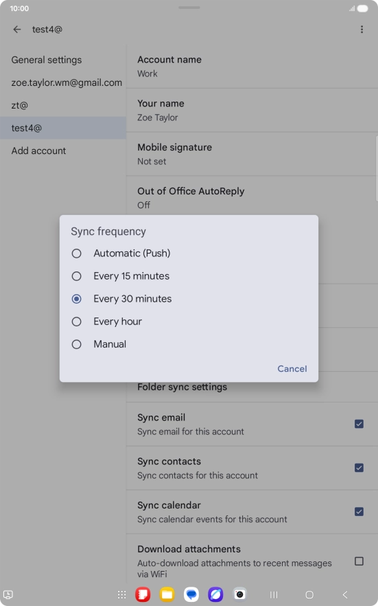 Press the required setting.
