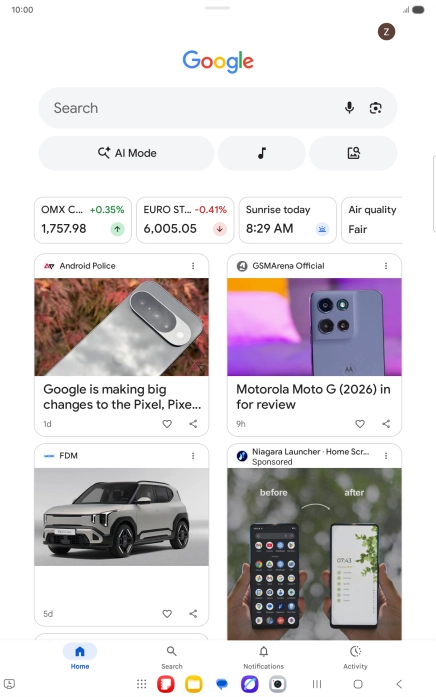 Press the profile icon.
