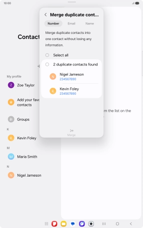 Press the field above the required number.
