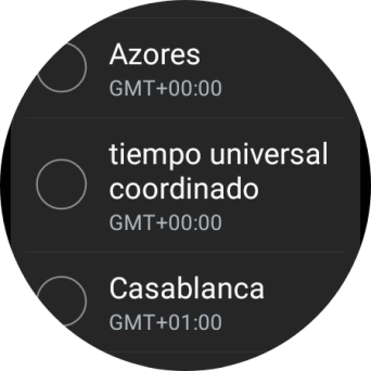 Pulsa la zona horaria deseada.