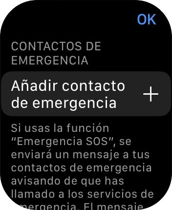 Pulsa Añadir contacto de emergencia y sigue las indicaciones de la pantalla para insertar la información y tus contactos de emergencia.