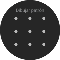 Arrastra el dedo sobre la pantalla para unir por lo menos cuatro puntos y sigue las indicaciones de la pantalla para crear un patrón como código de seguridad.