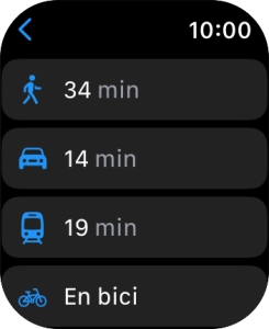 Pulsa el medio de transporte deseado.