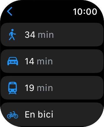 Pulsa el medio de transporte deseado.