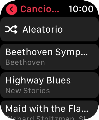 Desplázate a la categoría o a la lista de reproducción deseada y pulsa el archivo de música deseado.