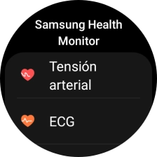 Pulsa Tensión arterial y sigue las indicaciones de la pantalla para medir tu presión sanguínea.
