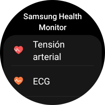 Pulsa Tensión arterial y sigue las indicaciones de la pantalla para medir tu presión sanguínea.