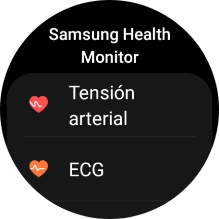 Pulsa Tensión arterial y sigue las indicaciones de la pantalla para medir tu presión sanguínea.