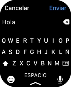 Pulsa el icono de micrófono y di el mensaje en alto.