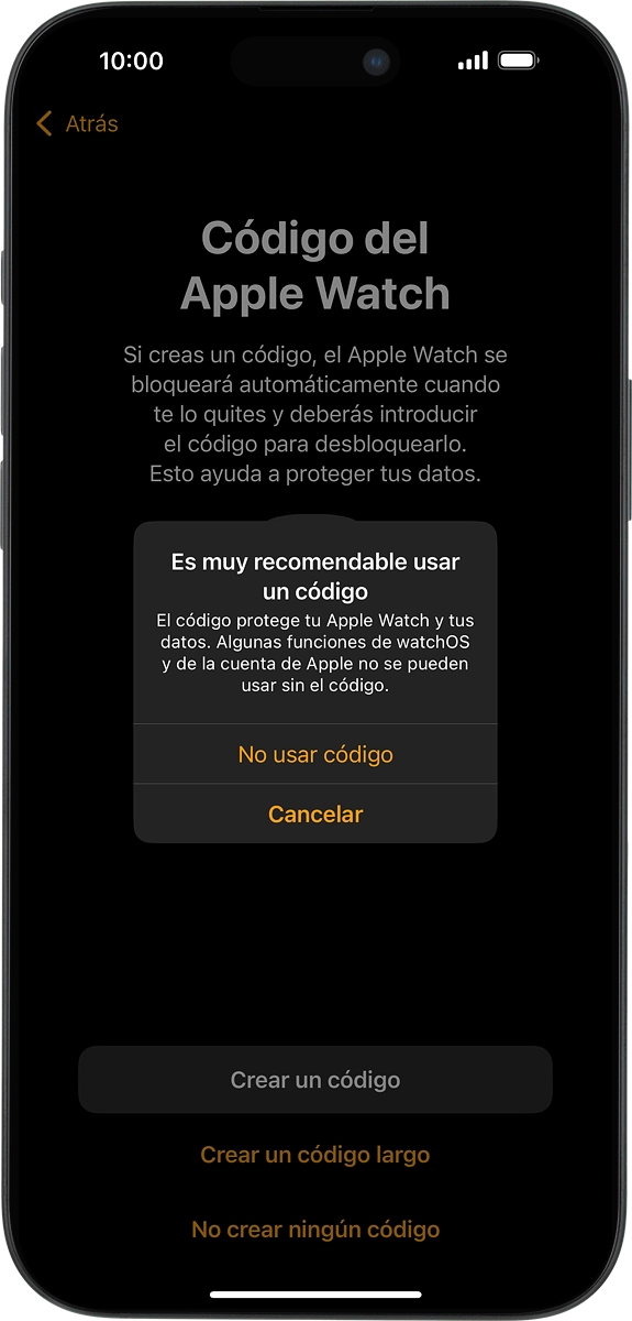 En el teléfono: Pulsa No usar código.