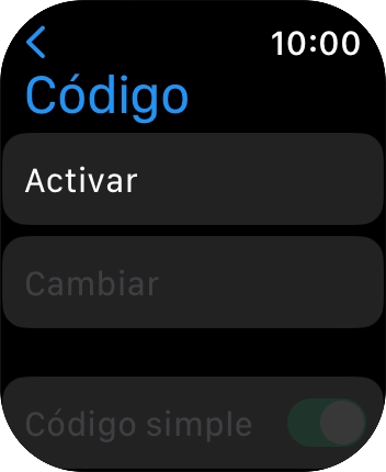 Pulsa Activar e introduce un código de seguridad de libre elección dos veces seguidas.