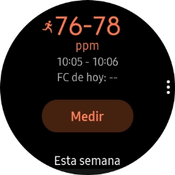 Pulsa Medir y espera mientra el smartwatch está midiendo el pulso.