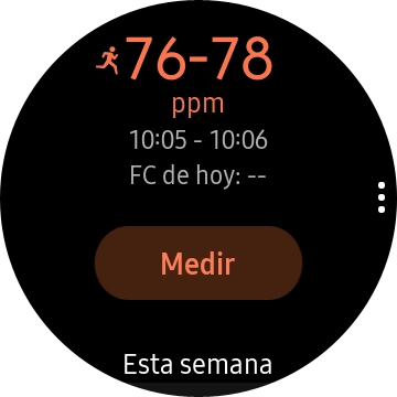 Pulsa Medir y espera mientra el smartwatch está midiendo el pulso.