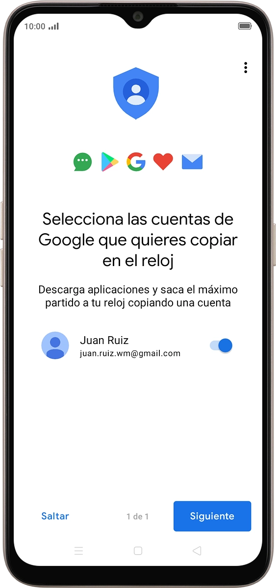 En el teléfono: Pulsa el indicador junto a la cuenta de Google deseada para activarla.