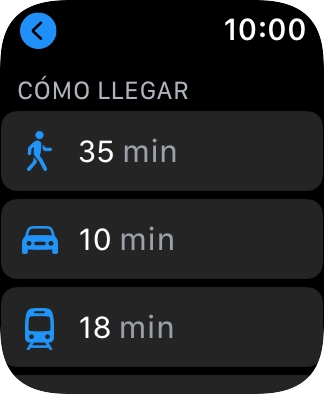 Pulsa el medio de transporte deseado.
