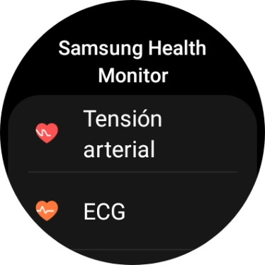 Pulsa Tensión arterial y sigue las indicaciones de la pantalla para medir tu presión sanguínea.