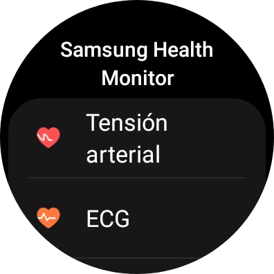 Pulsa Tensión arterial y sigue las indicaciones de la pantalla para medir tu presión sanguínea.
