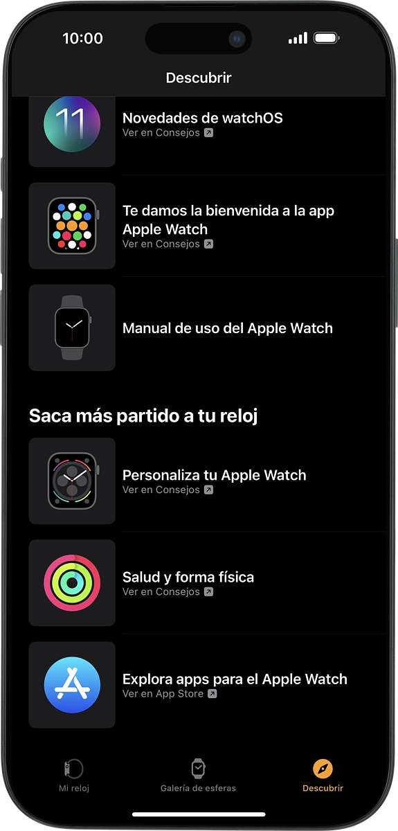 En el teléfono: Pulsa Explora apps para el Apple Watch.