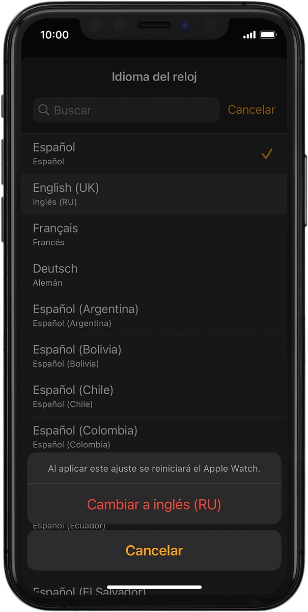 En el teléfono: Pulsa Cambiar a ‹idioma›.
