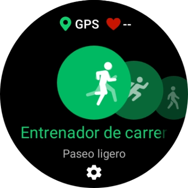 Desliza el dedo hacia la derecha o hacia la izquierda para seleccionar la actividad deseada.