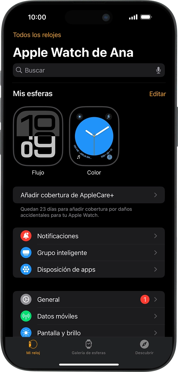 En el teléfono: Pulsa Mi reloj.