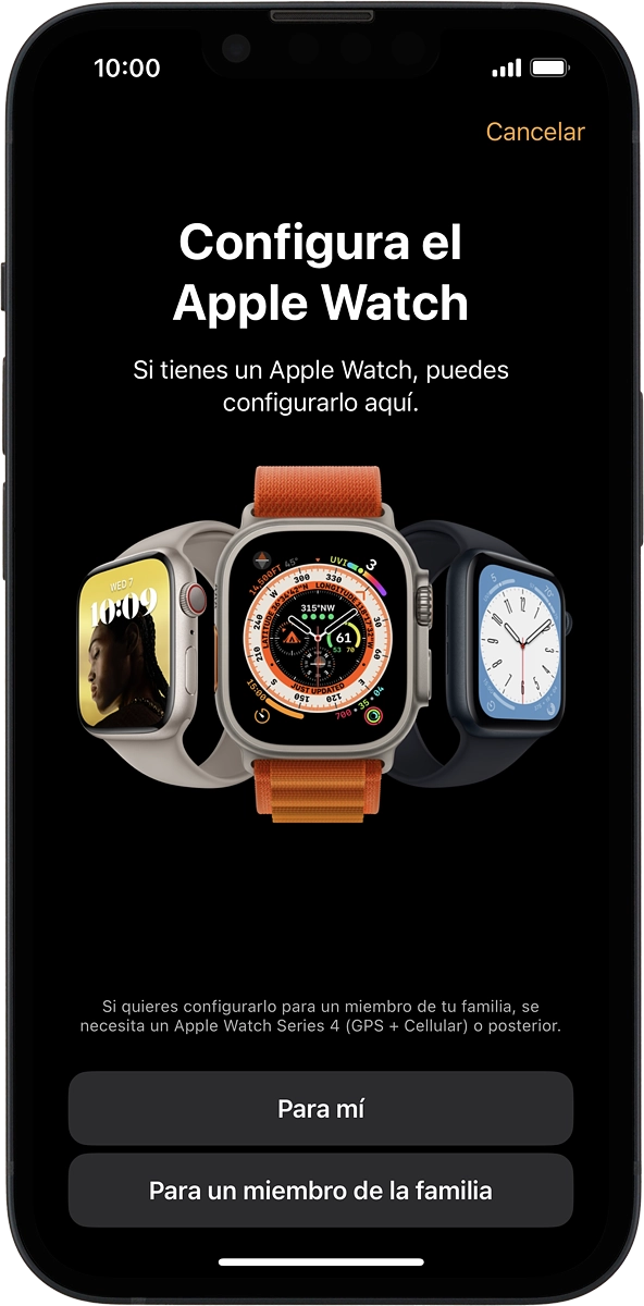 En el teléfono: Cuando aparece esta imagen de pantalla, el Apple Watch está vinculado al teléfono.