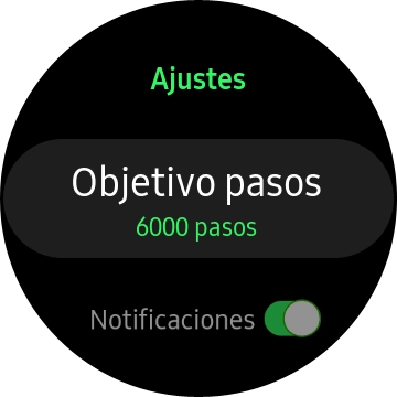 Pulsa Objetivo pasos.