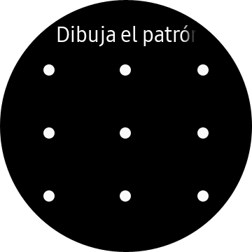 Arrastra el dedo sobre la pantalla para unir por lo menos cuatro puntos y sigue las indicaciones de la pantalla para crear un patrón como código de seguridad.