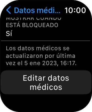 Pulsa Editar datos médicos.