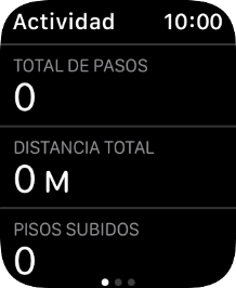 Sigue deslizando el dedo hacia arriba y sigue las instrucciones de la pantalla para consultar la vista de la actividad de la semana en curso o para adaptar los objetivos de la actividad diaria.