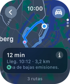 Gira la Digital Crown para ver las rutas propuestas.