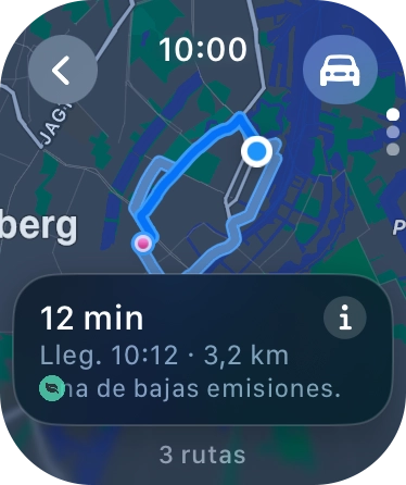 Gira la Digital Crown para ver las rutas propuestas.