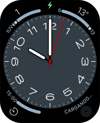 Cuando el icono de carga de batería aparece en la pantalla, el Apple Watch se está cargando.