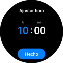 Desliza el dedo hacia arriba o hacia abajo por la pantalla para poner el reloj en hora.