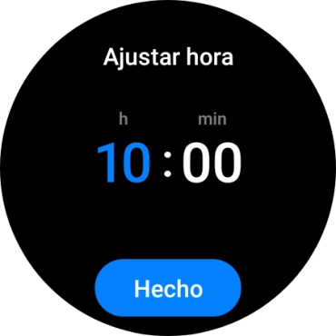 Desliza el dedo hacia arriba o hacia abajo por la pantalla para poner el reloj en hora.