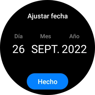 Desliza el dedo hacia arriba o hacia abajo por la pantalla para ajustar la fecha deseada.