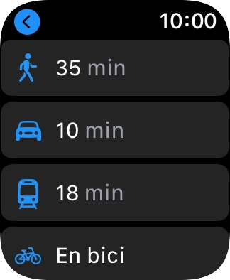 Pulsa el medio de transporte deseado.