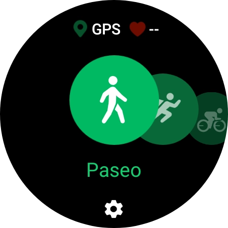 Desliza el dedo hacia la derecha o hacia la izquierda para seleccionar la actividad deseada.