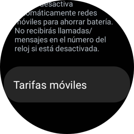 Pulsa Tarifas móviles.